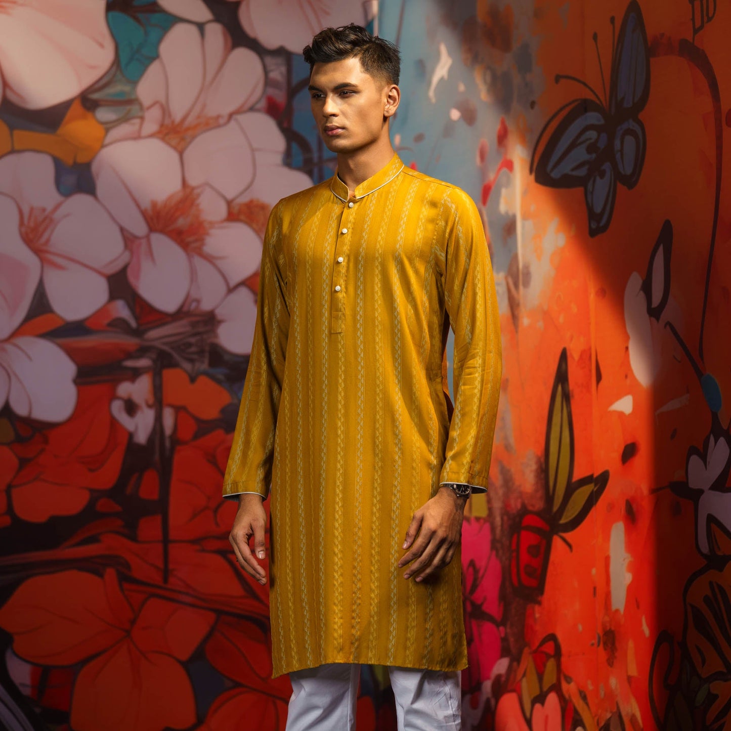 Men's Yellow Ochre Panjabi