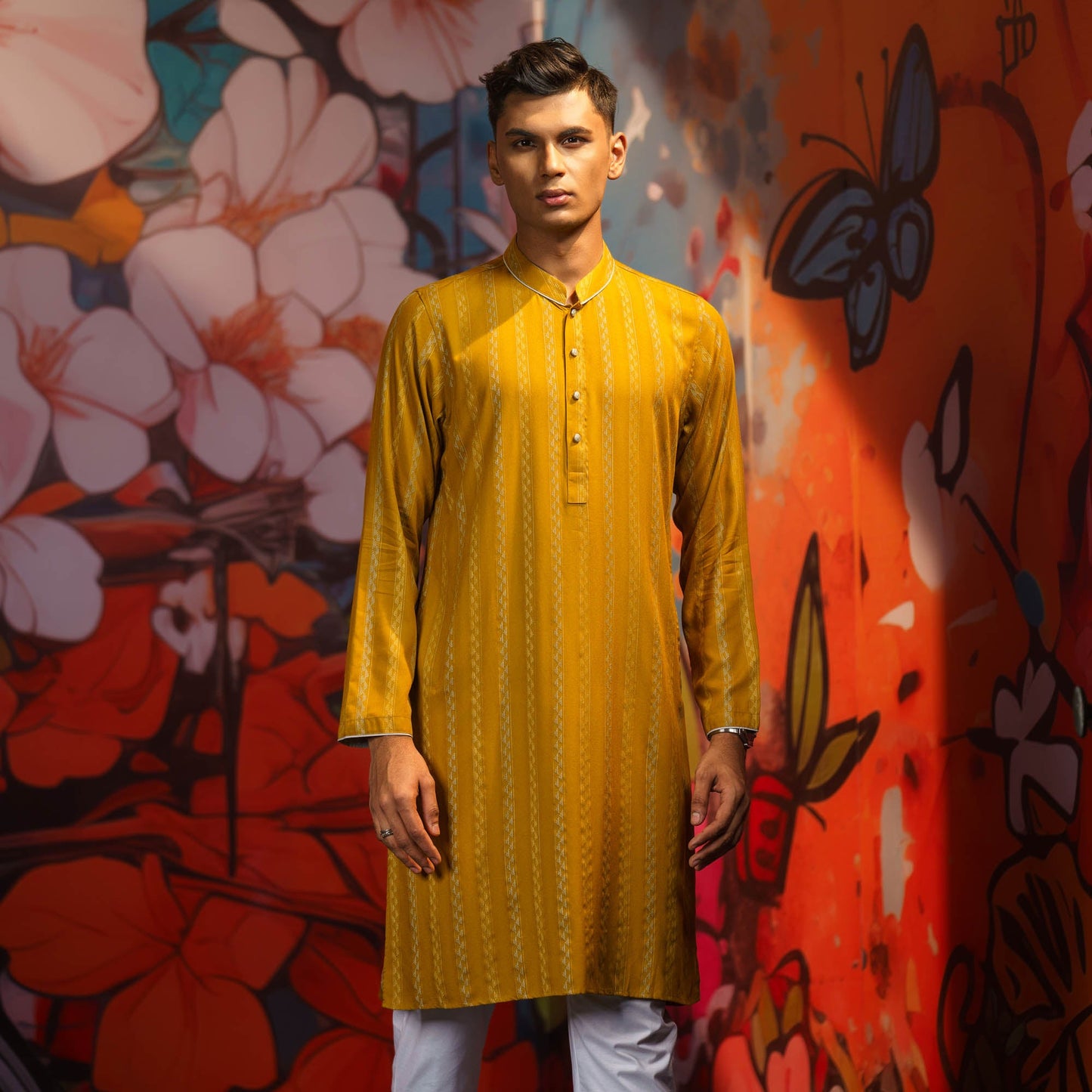 Men's Yellow Ochre Panjabi