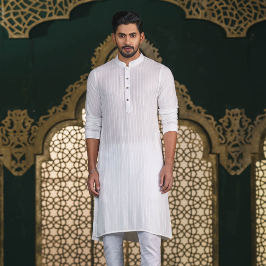 Mens White Basic Panjabi