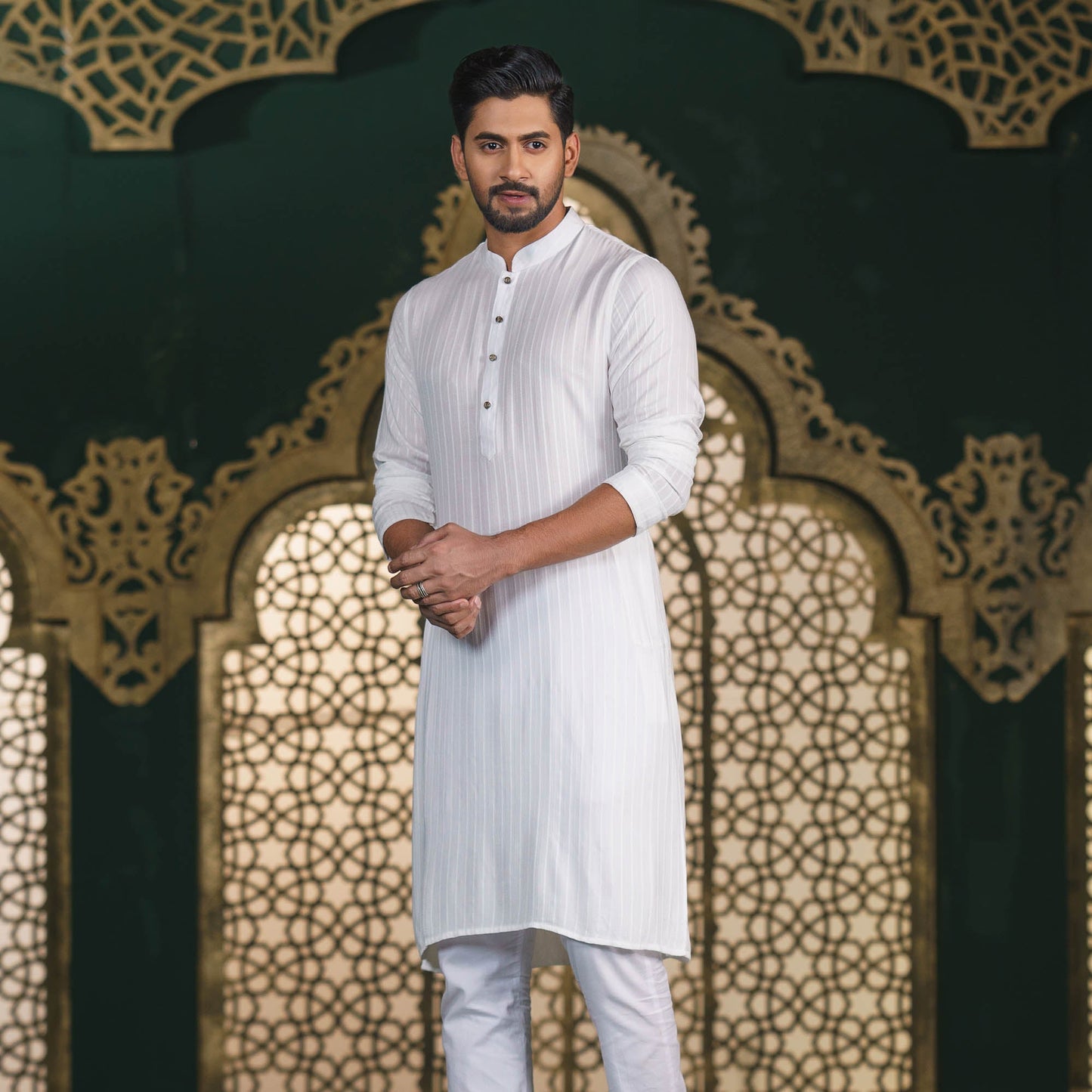 Mens White Basic Panjabi