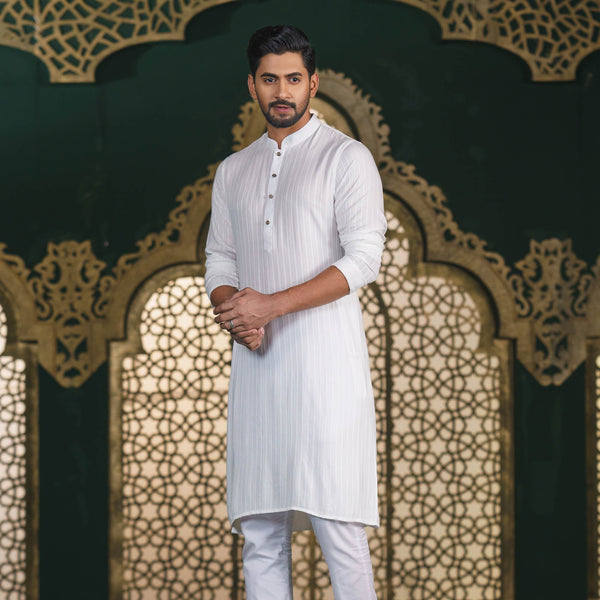 Men's White Basic Panjabi