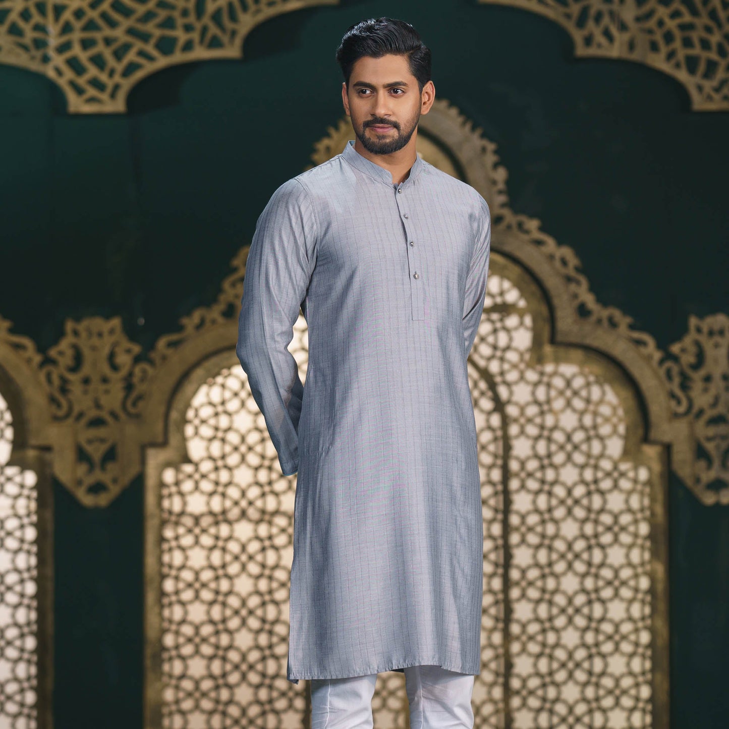 Men's Grey Basic Panjabi