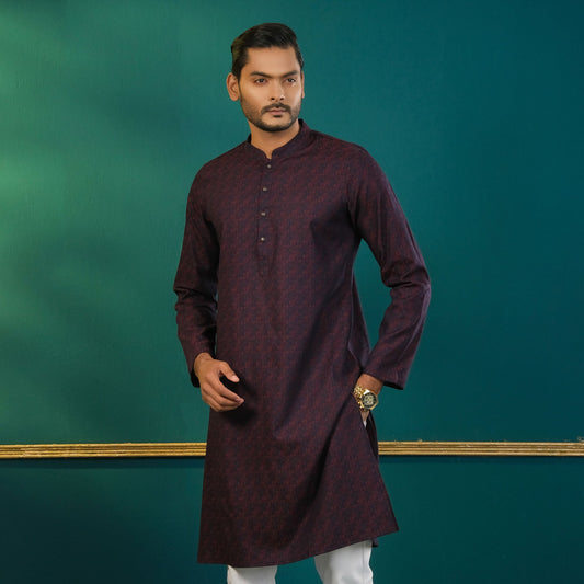 Men’s Purple Jacquard Panjabi