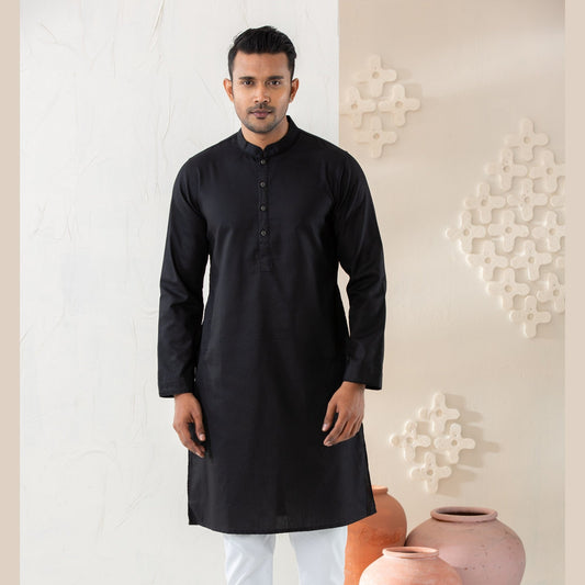 Men's Black Basic Panjabi