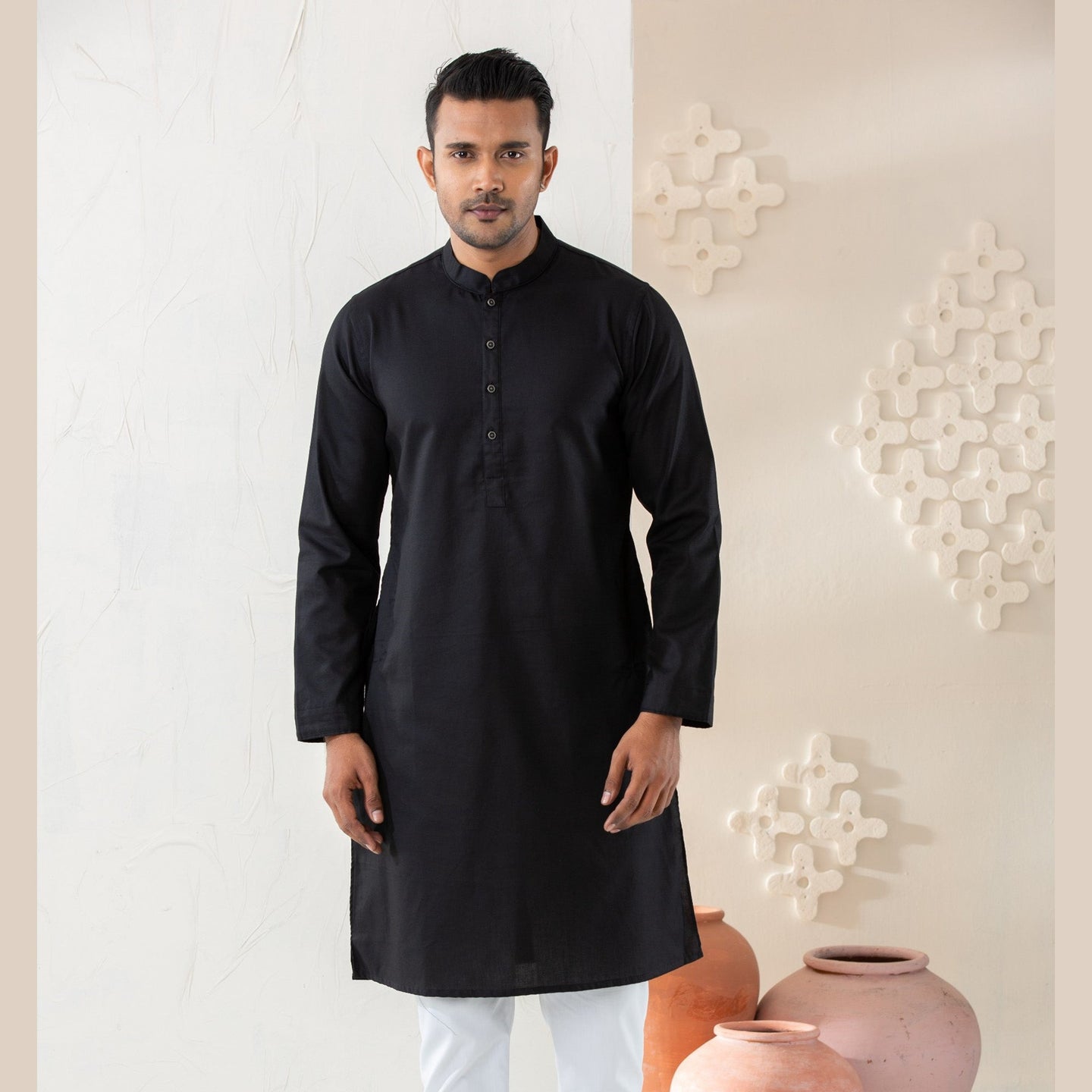 Men's Black Basic Panjabi