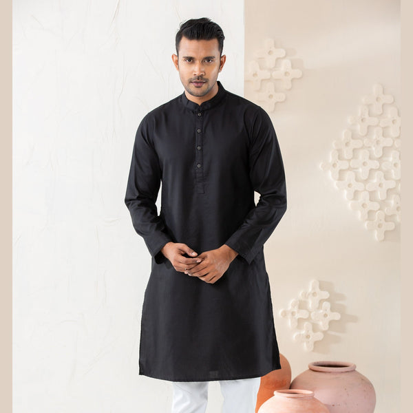 Men's Black Basic Panjabi