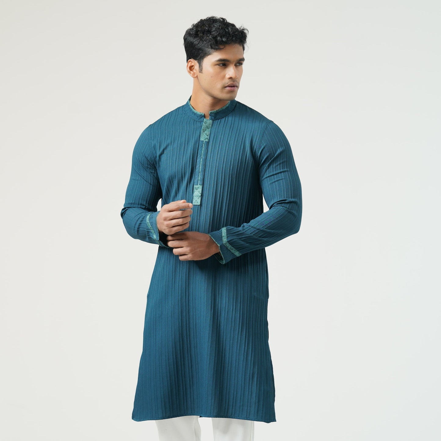 Mens Teal Green Basic Panjabi