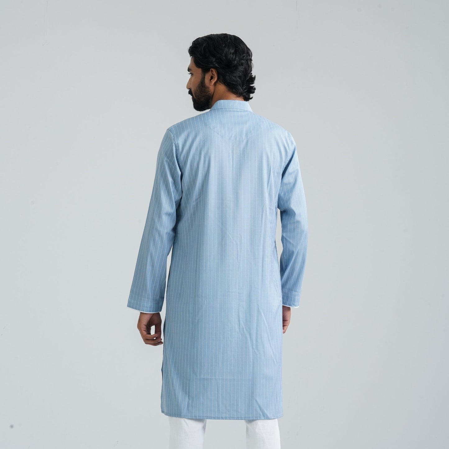 Men’s Sky Blue Striped Panjabi