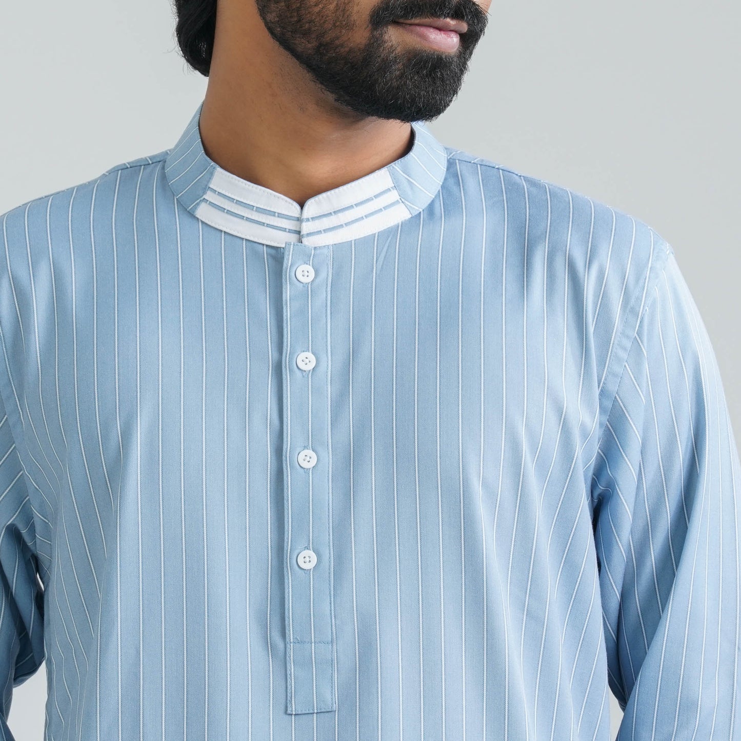 Men’s Sky Blue Striped Panjabi
