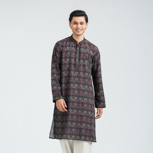 Men’s Black Digital Printed Torray Panjabi