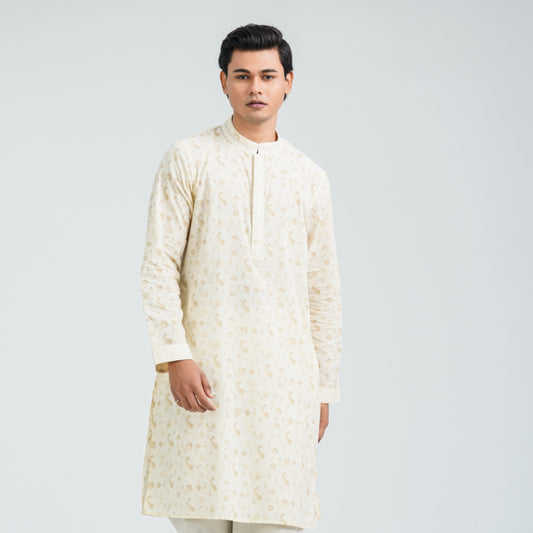 Men’s Cream Cotton Panjabi