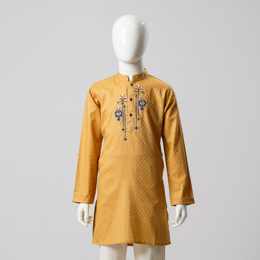 Boys Light Brown Embroidery Panjabi