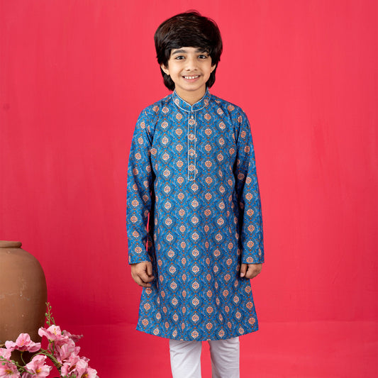Boys Panjabi- Blue Printed