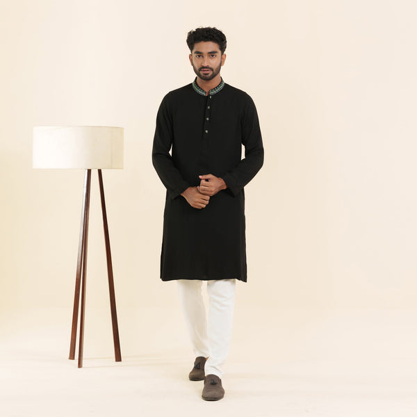 Mens Embroidery Panjabi- Black