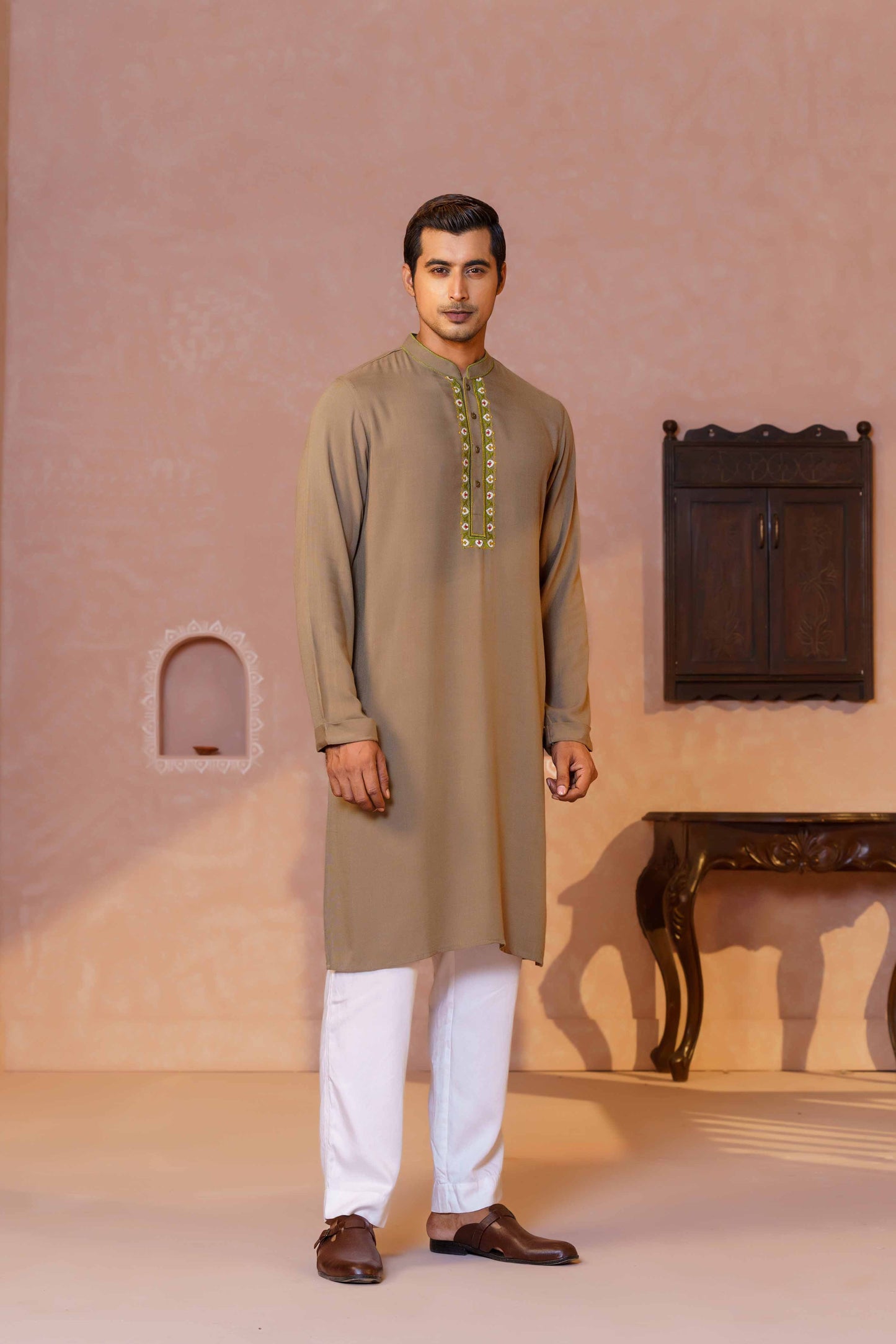 Men's Army Green Panjabi