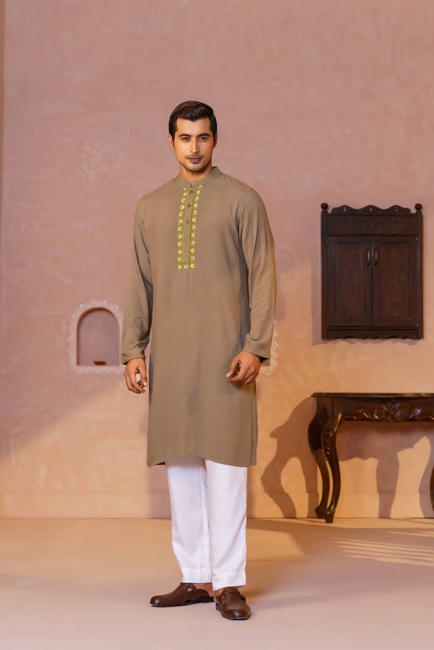 Men's Army Green Panjabi