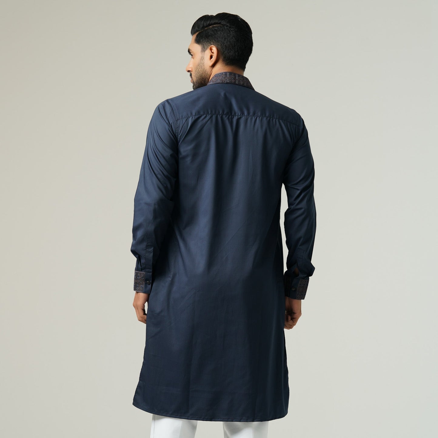 Mens Navy Embroidery Panjabi