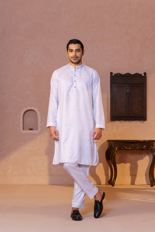 Men’s White Karchupi Panjabi
