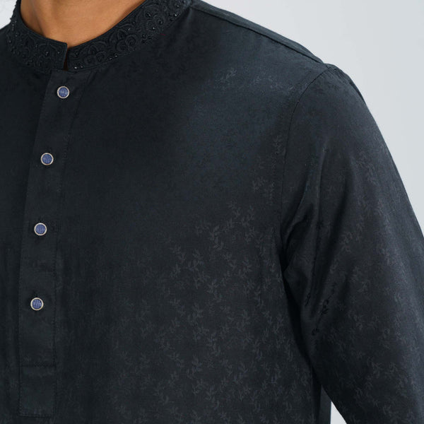 MENS KARCHUPI PANJABI-BLACK