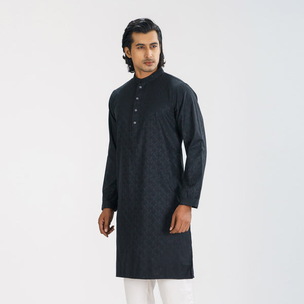 MENS KARCHUPI PANJABI-BLACK