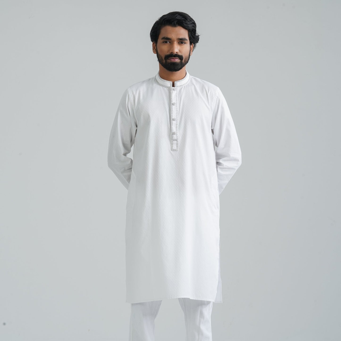 Men’s White Cotton Blend Panjabi