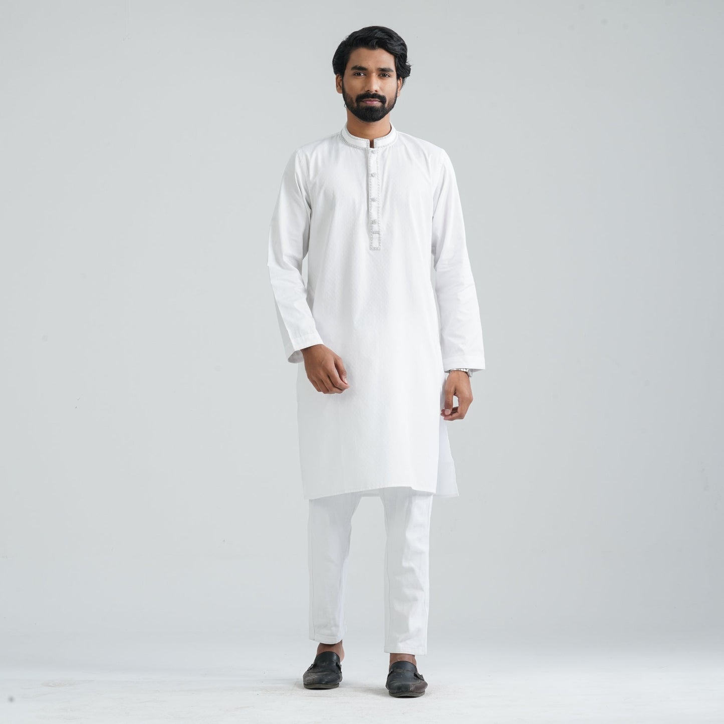 Men’s White Cotton Blend Panjabi