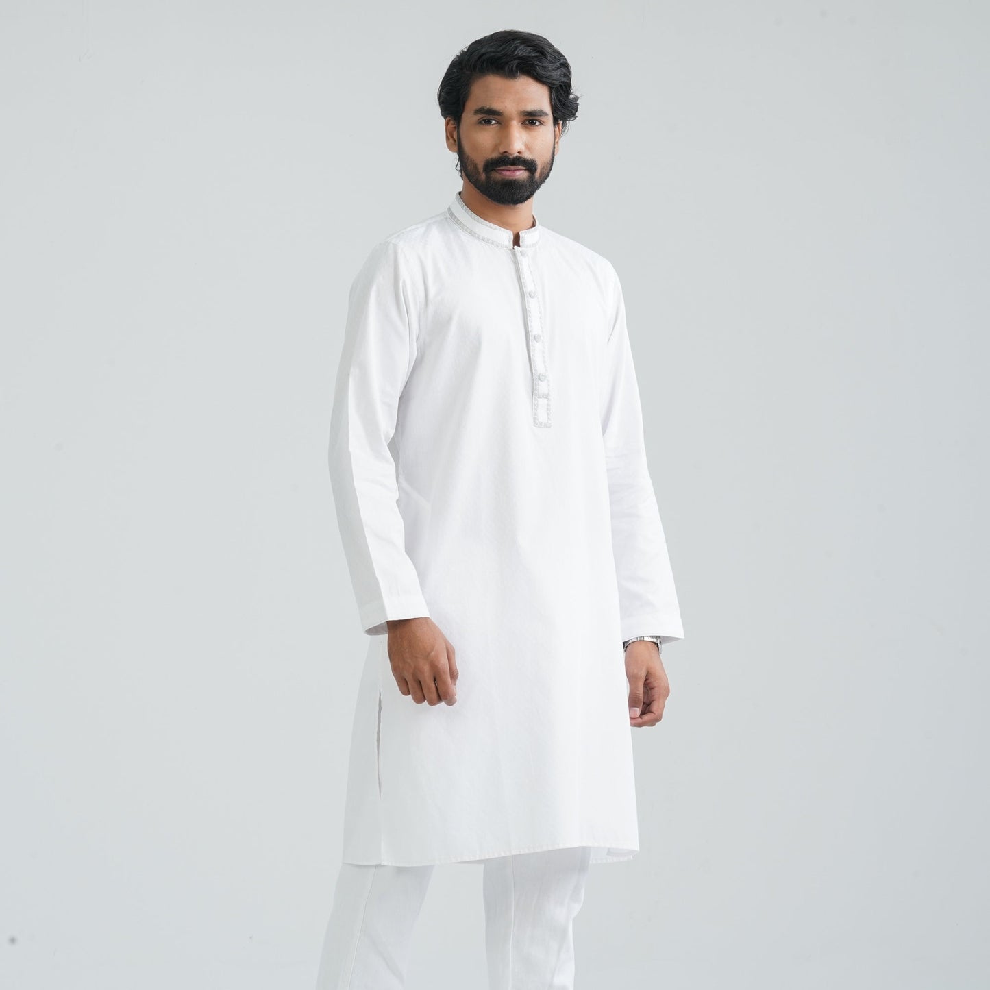 Men’s White Cotton Blend Panjabi