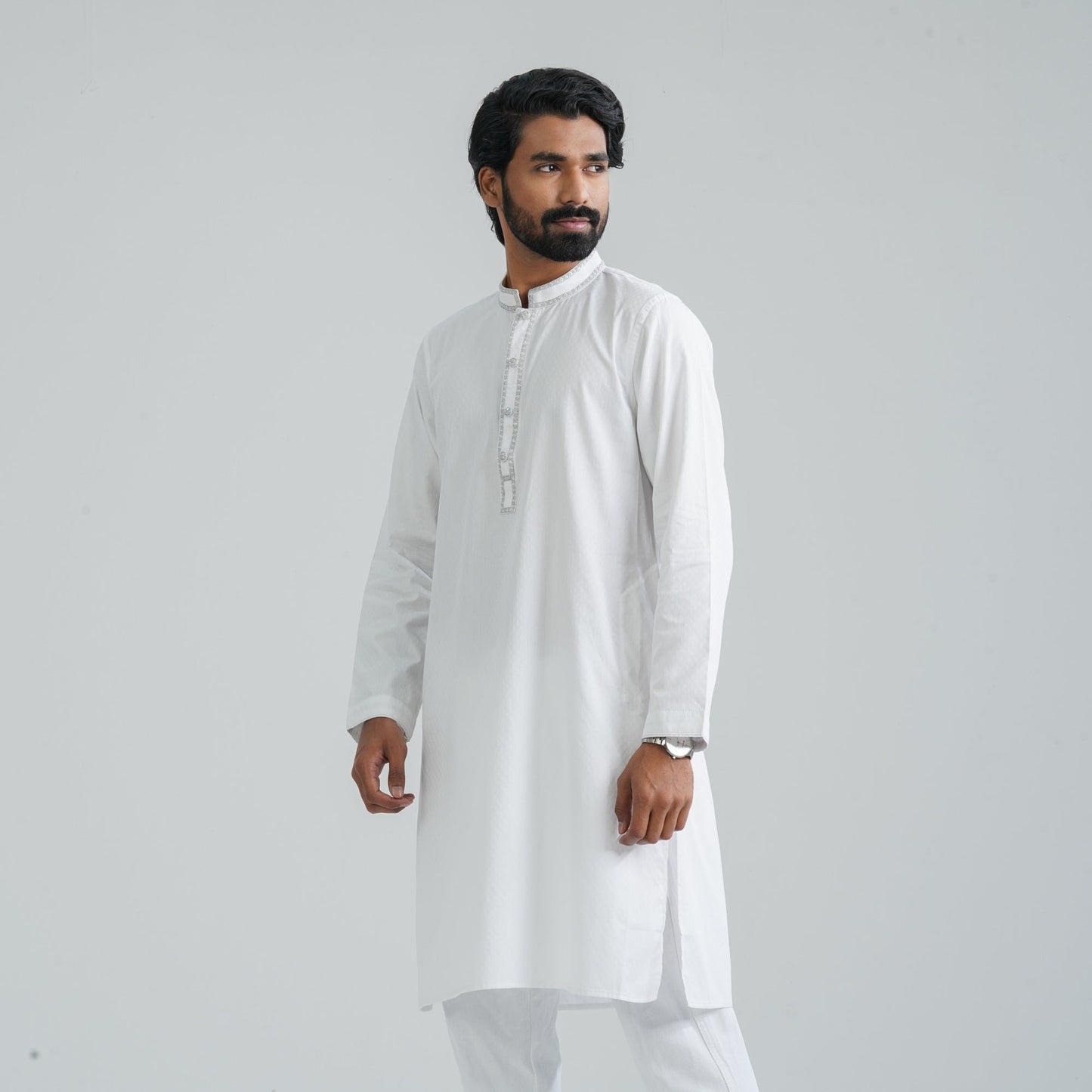 Men’s White Cotton Blend Panjabi