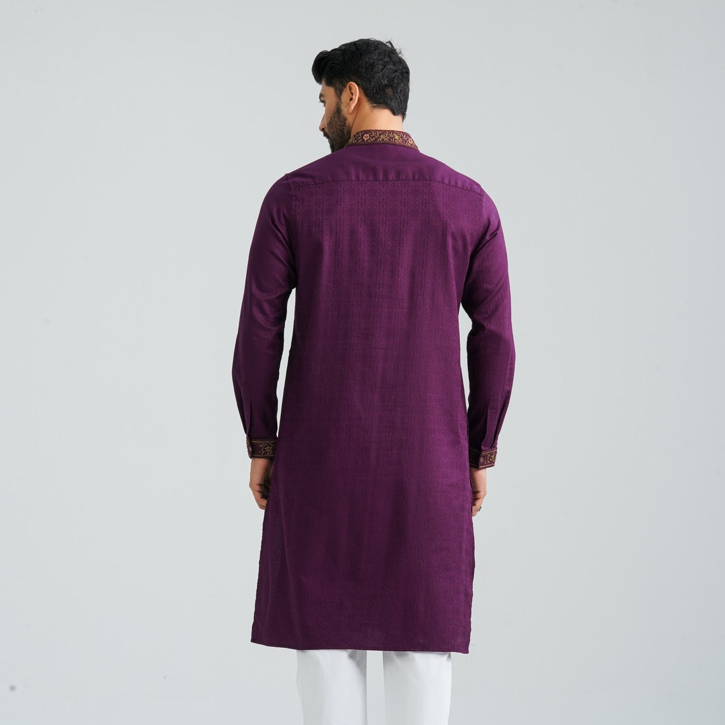 Men’s Burgundy Jacquard Panjabi