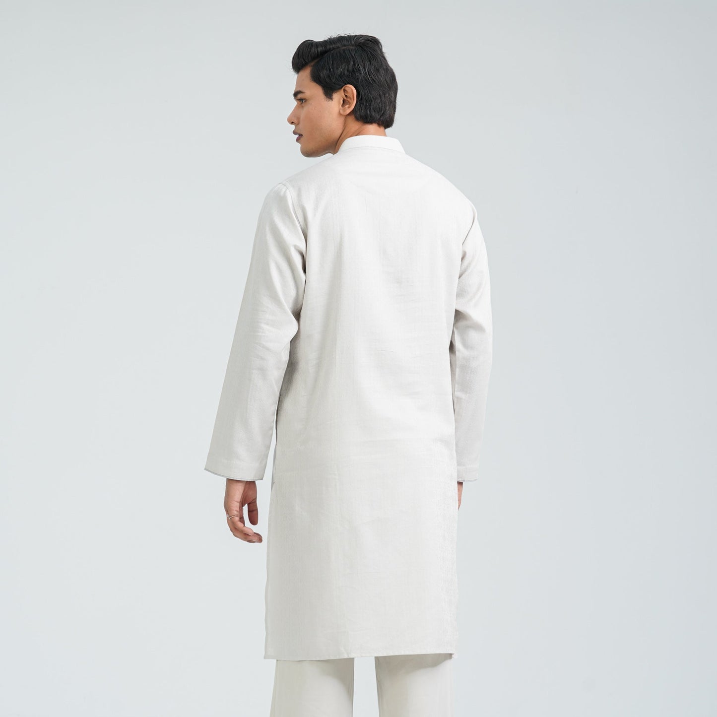 Men’s Light Grey Jacquard Panjabi