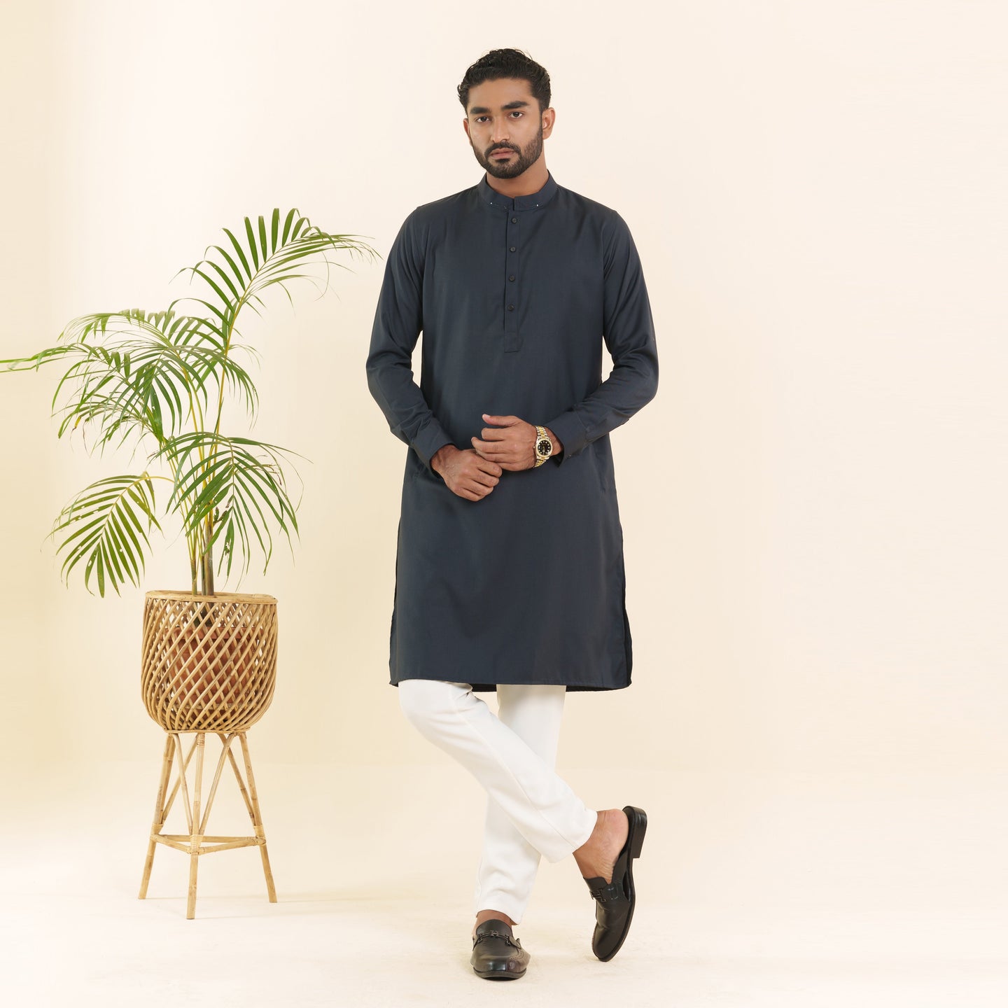 Mens Premium Panjabi- Dark Navy1