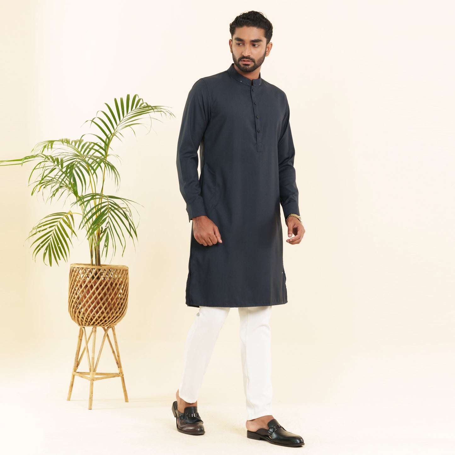 Mens Premium Panjabi- Dark Navy1