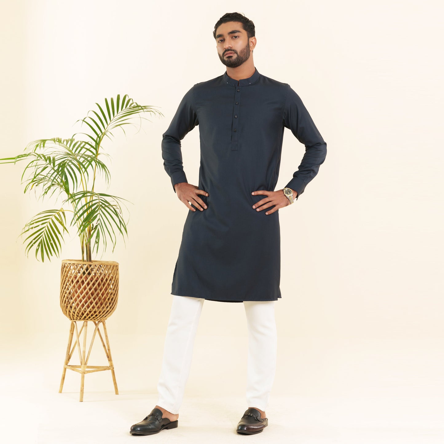 Mens Premium Panjabi- Dark Navy1