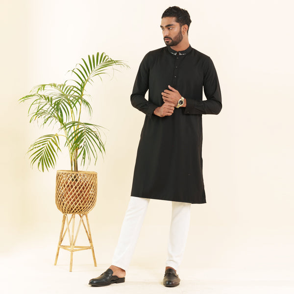 Mens Premium Panjabi- Jet Black1