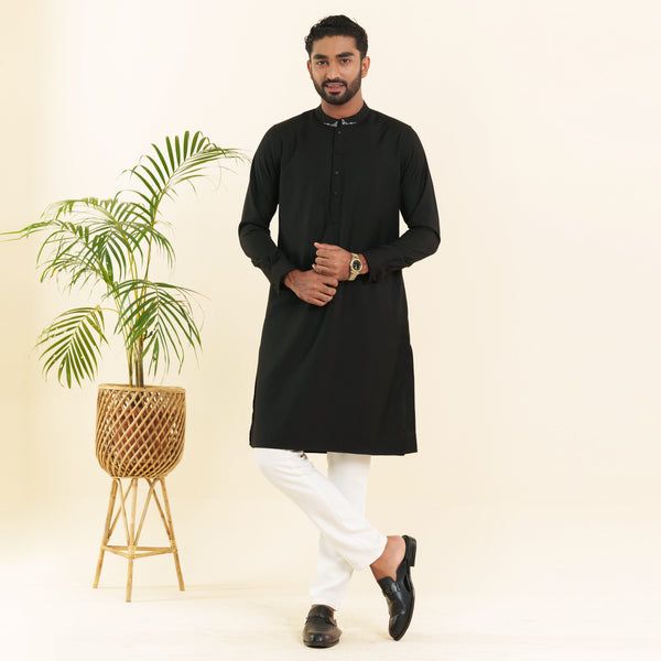 Mens Premium Panjabi- Jet Black