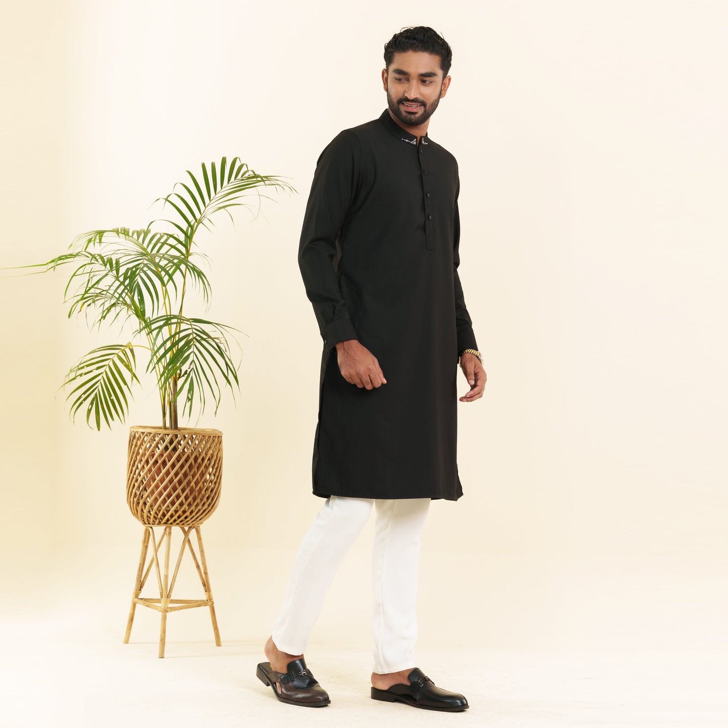 Mens Premium Panjabi- Jet Black