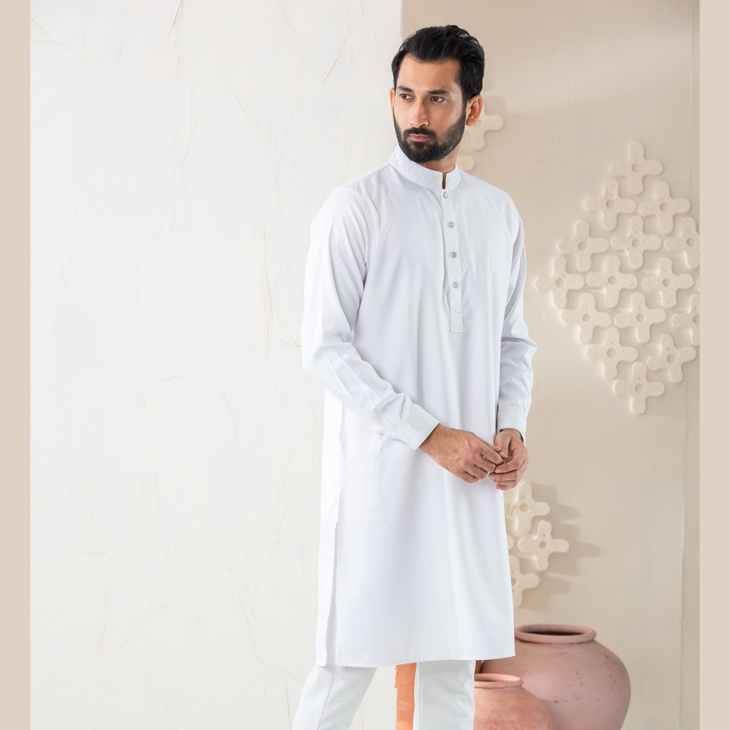 Mens Premium Panjabi-White