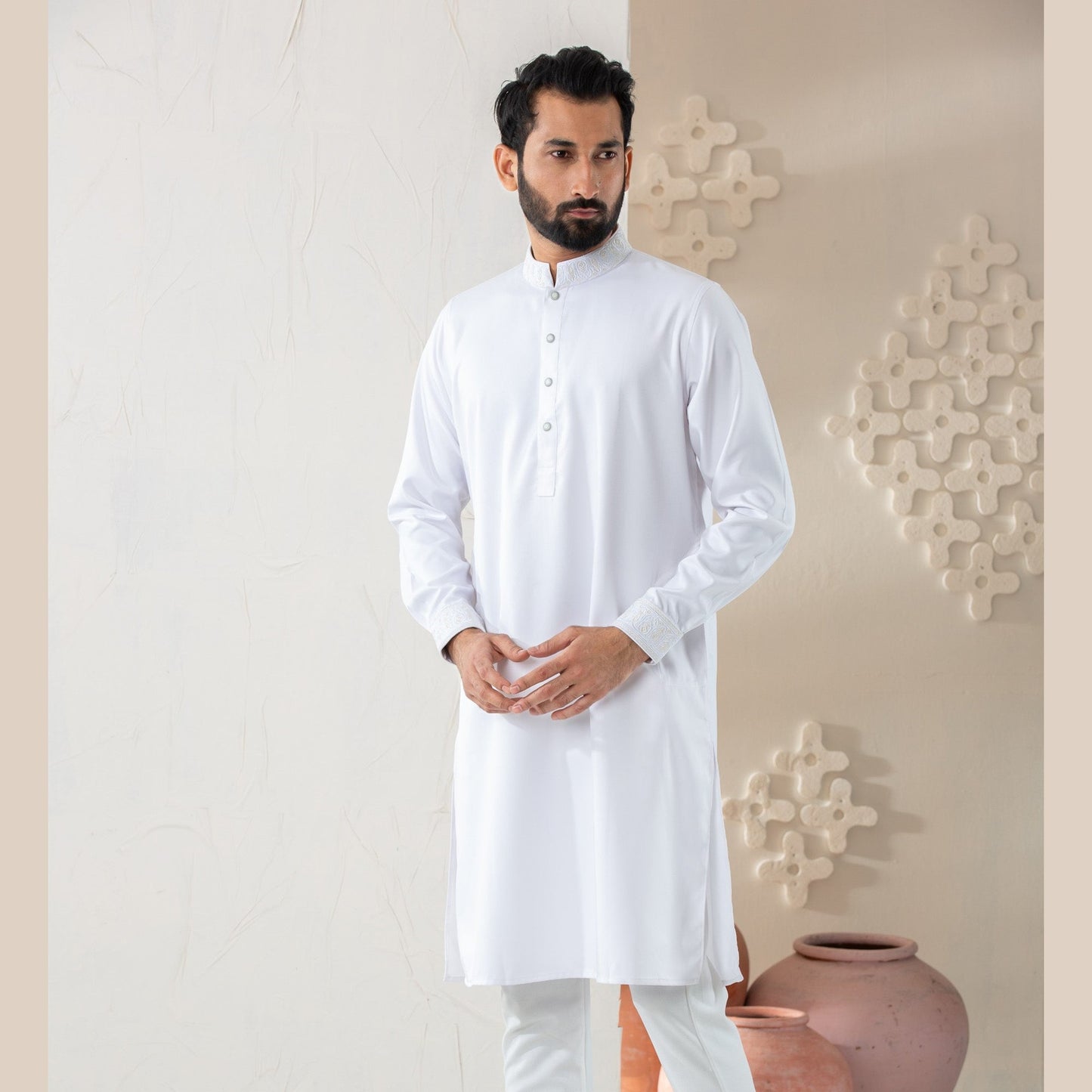 Mens Premium Panjabi-White
