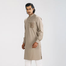 Load image into Gallery viewer, Men&#39;s Beige Brown Slim Fit Panjabi
