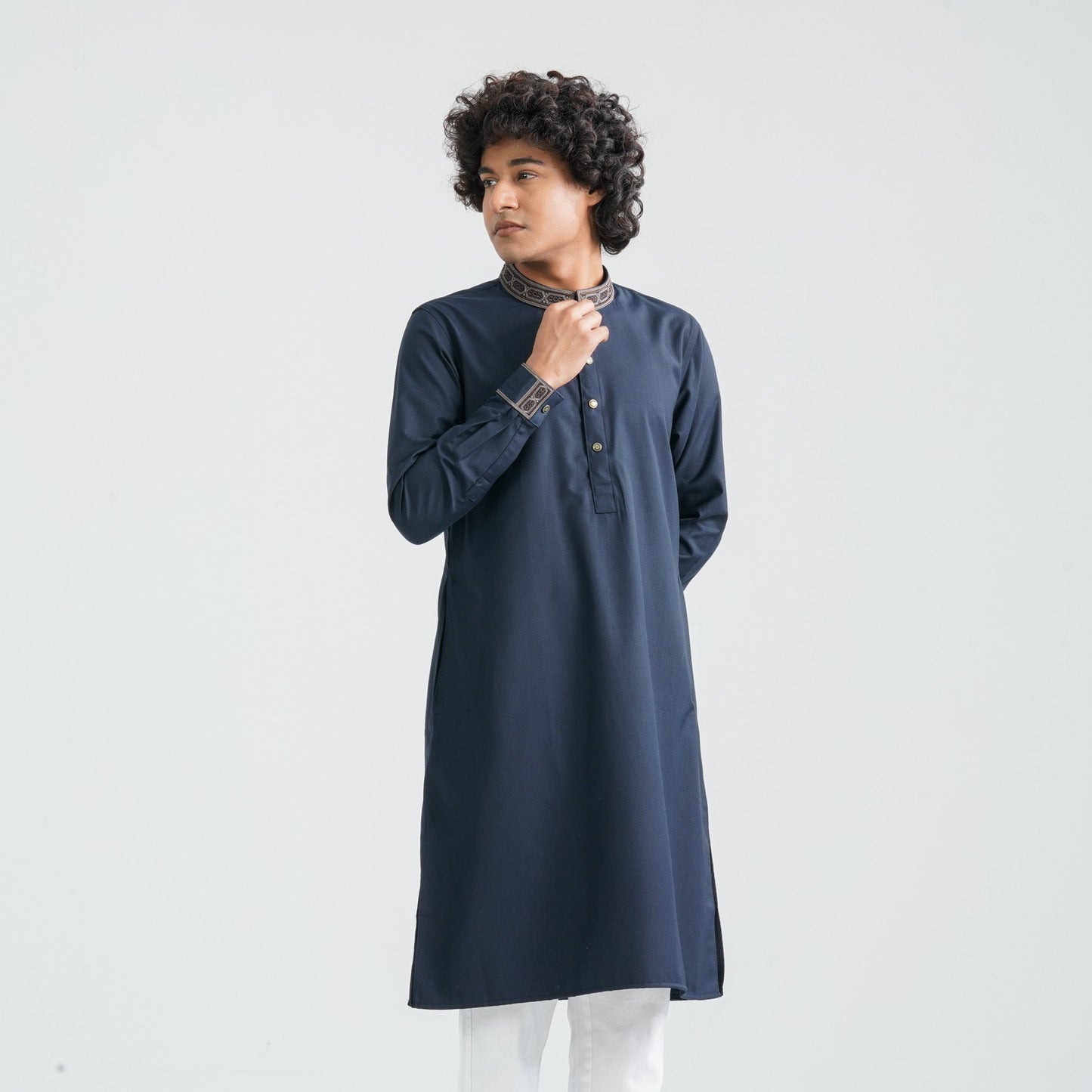 Men's Dark Navy Suiting Panjabi