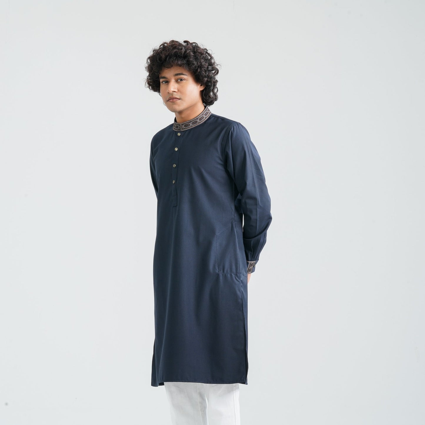 Men's Dark Navy Suiting Panjabi