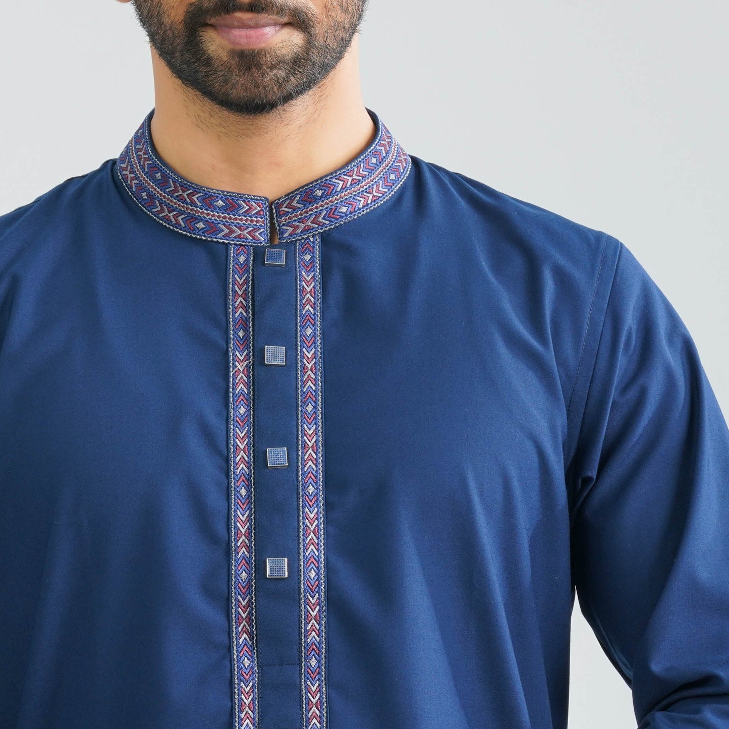 Men's Dark Navy Blended Panjabi