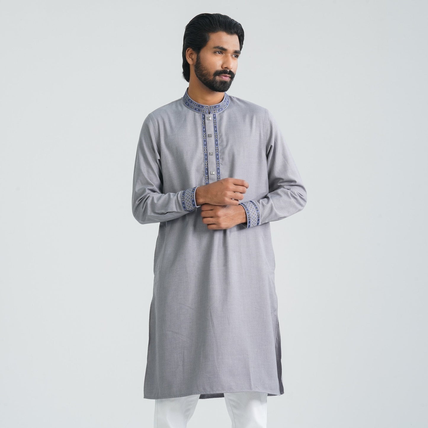 Men Grey Blended Panjabi