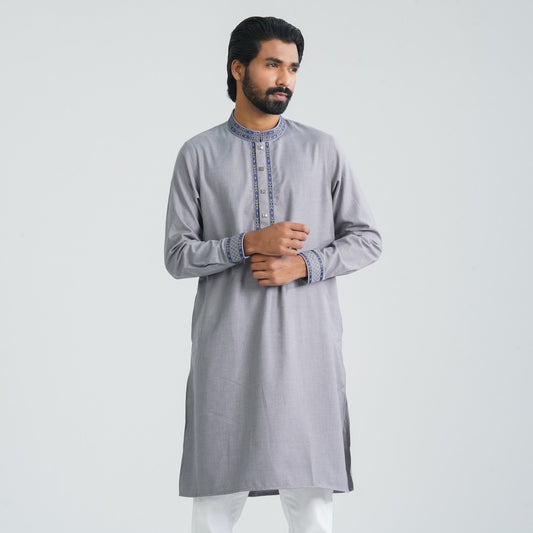 Men Grey Blended Panjabi