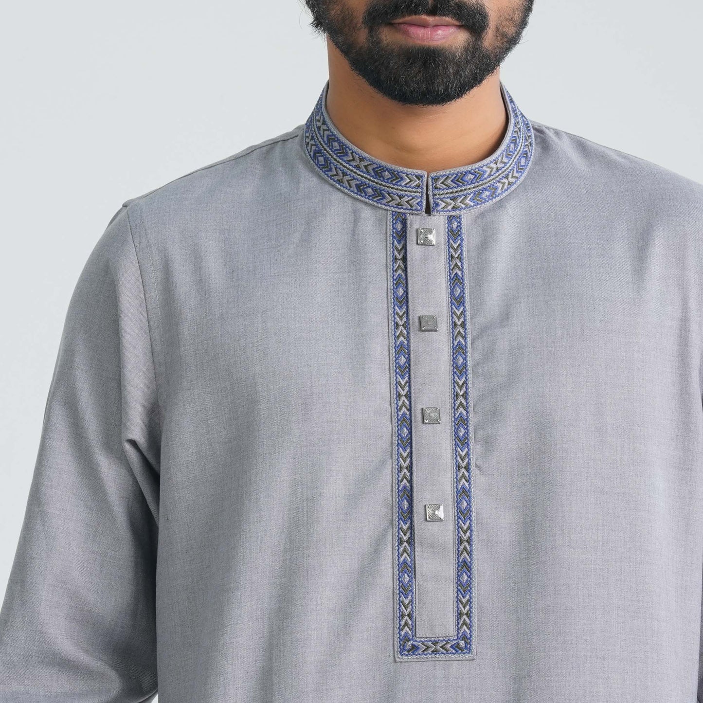 Men Grey Blended Panjabi