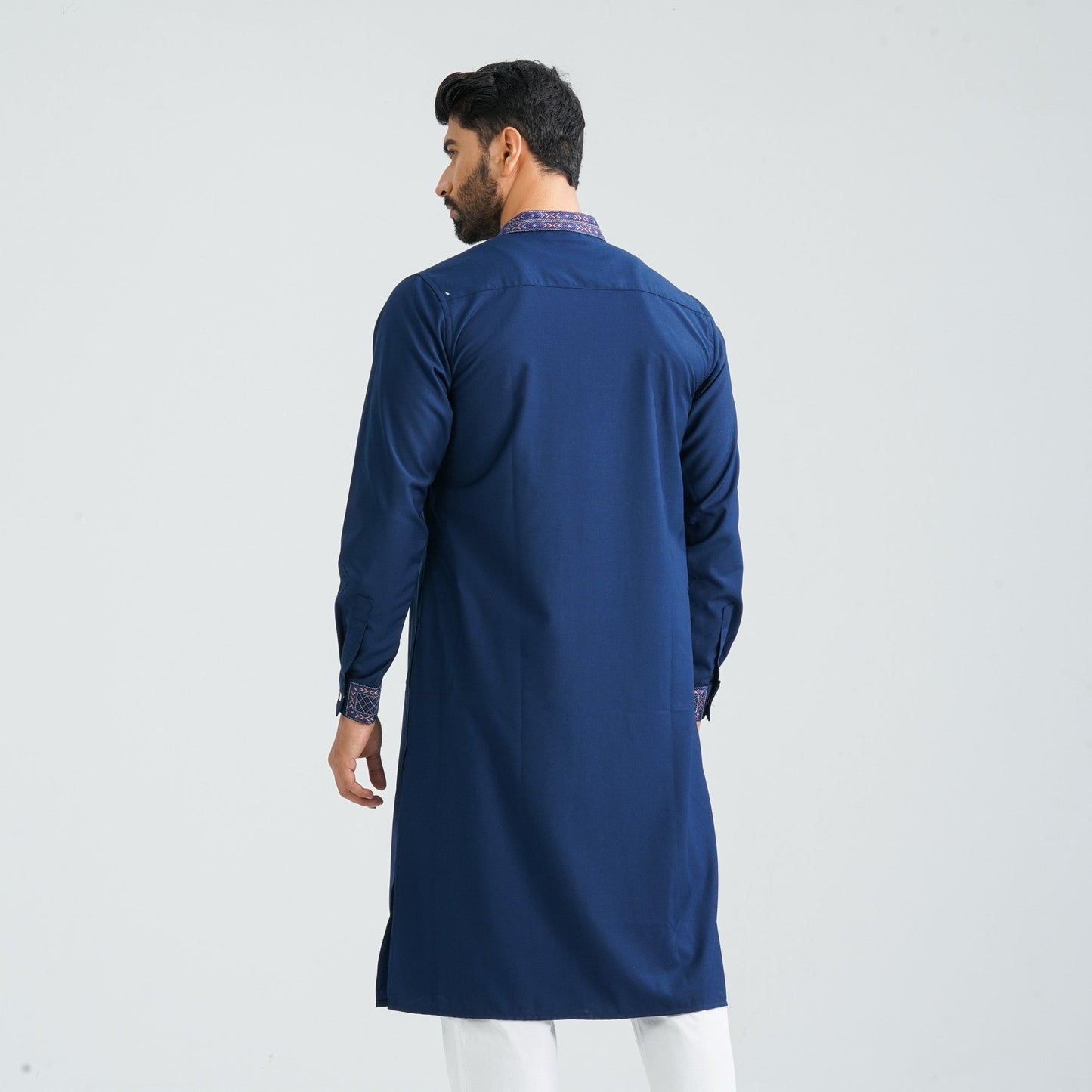 Men's Dark Navy Blended Panjabi