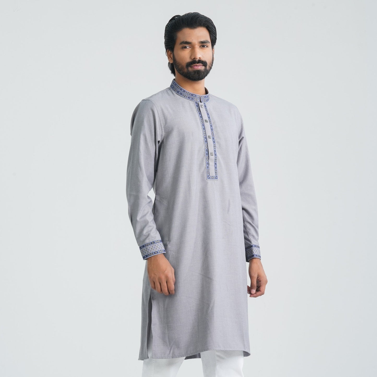 Men Grey Blended Panjabi