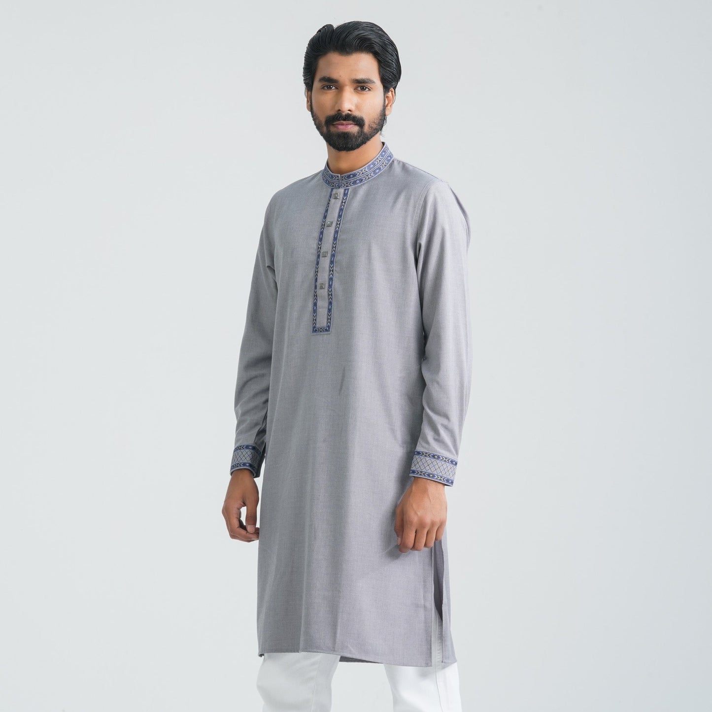 Men Grey Blended Panjabi