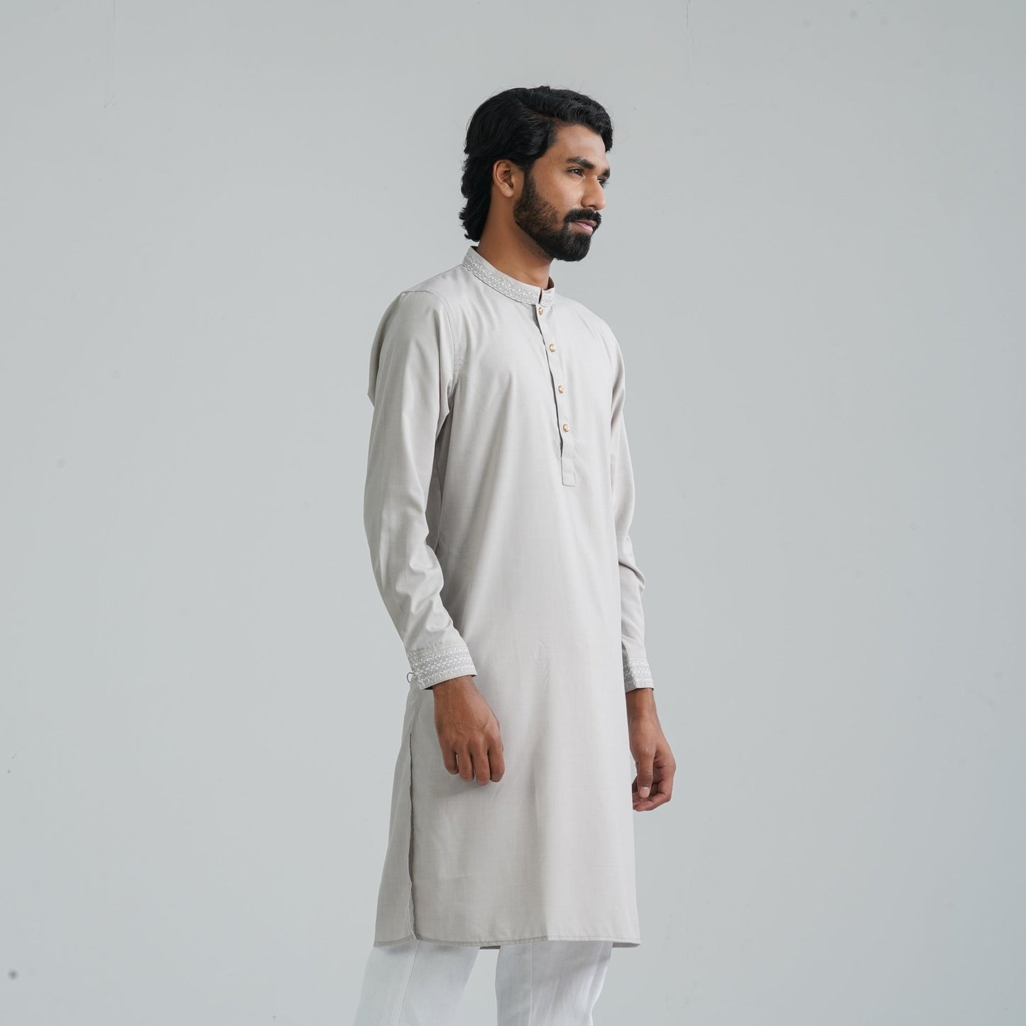 Men’s Grey Embroidery Panjabi