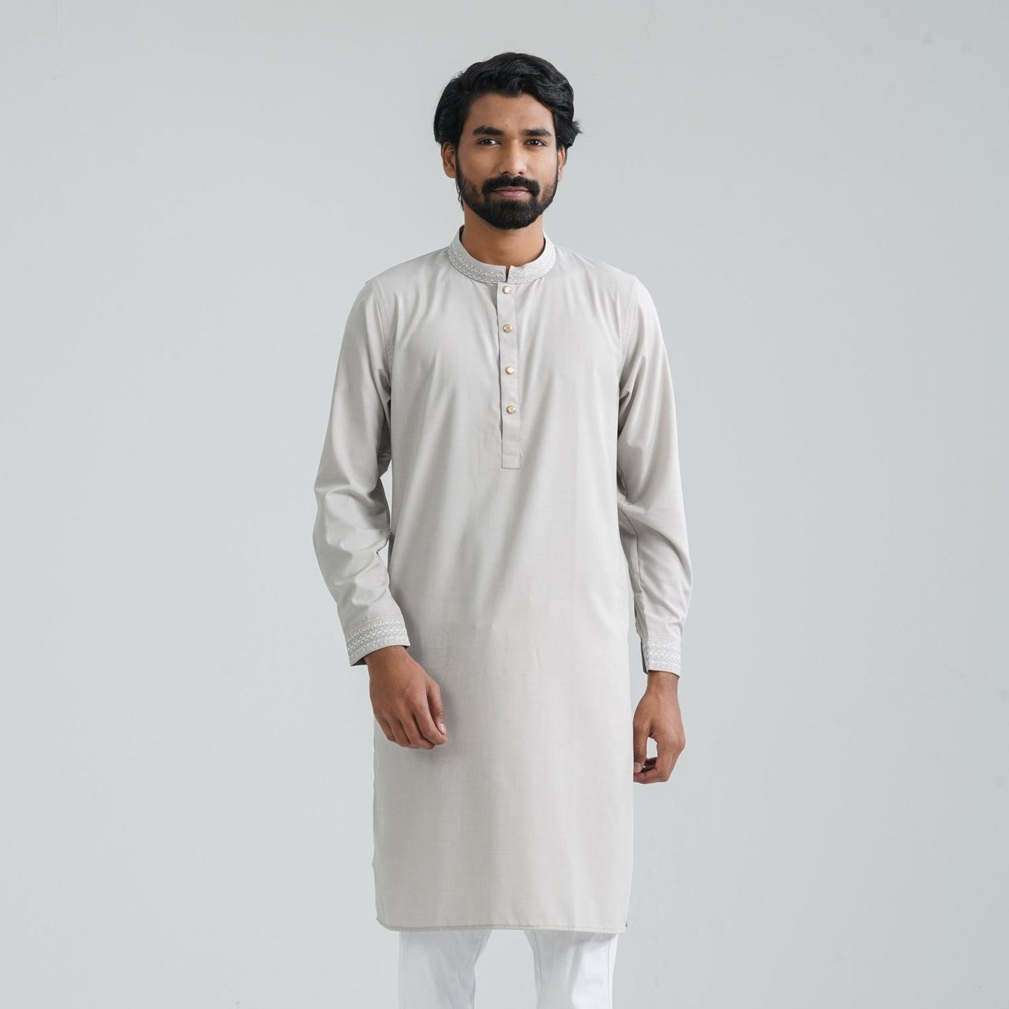Men’s Grey Embroidery Panjabi